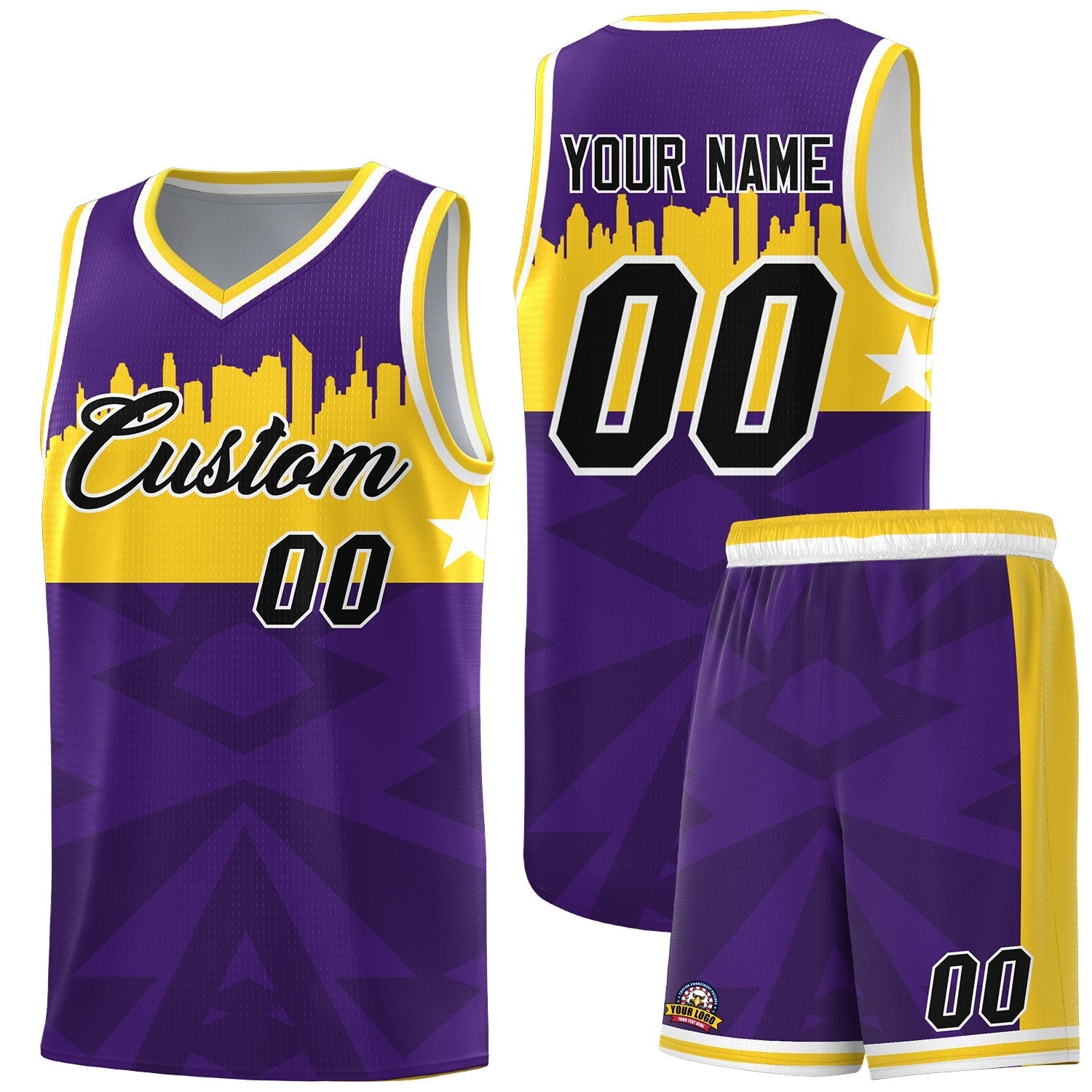 Custom Purple Personalized City Silhouette Pattern Sports Uniform Basketball Jersey|KXKSHOP