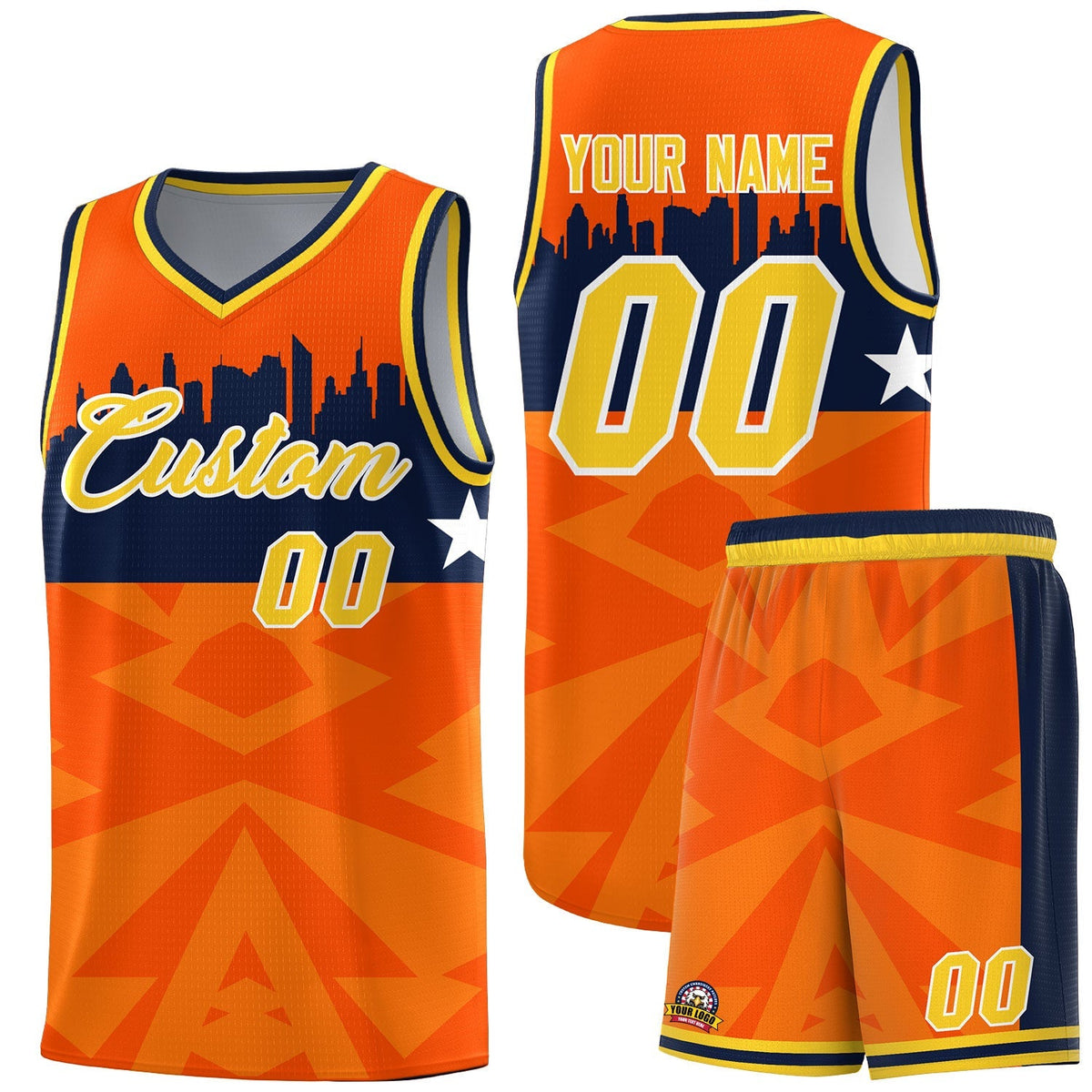 Custom Orange Personalized City Silhouette Pattern Sports Uniform Basketball Jersey|KXKSHOP