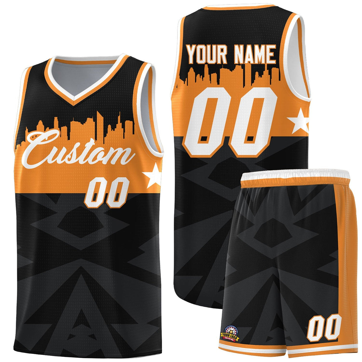 Custom Black Personalized City Silhouette Pattern Sports Uniform Basketball Jersey|KXKSHOP