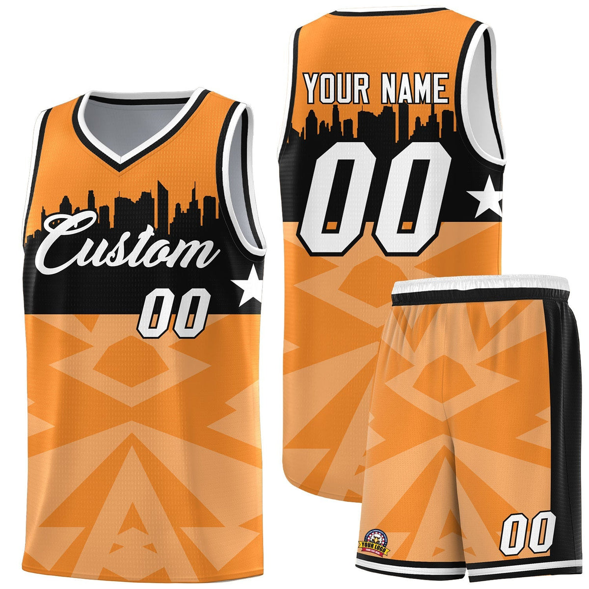 Custom Orange Personalized City Silhouette Pattern Sports Uniform Basketball Jersey|KXKSHOP