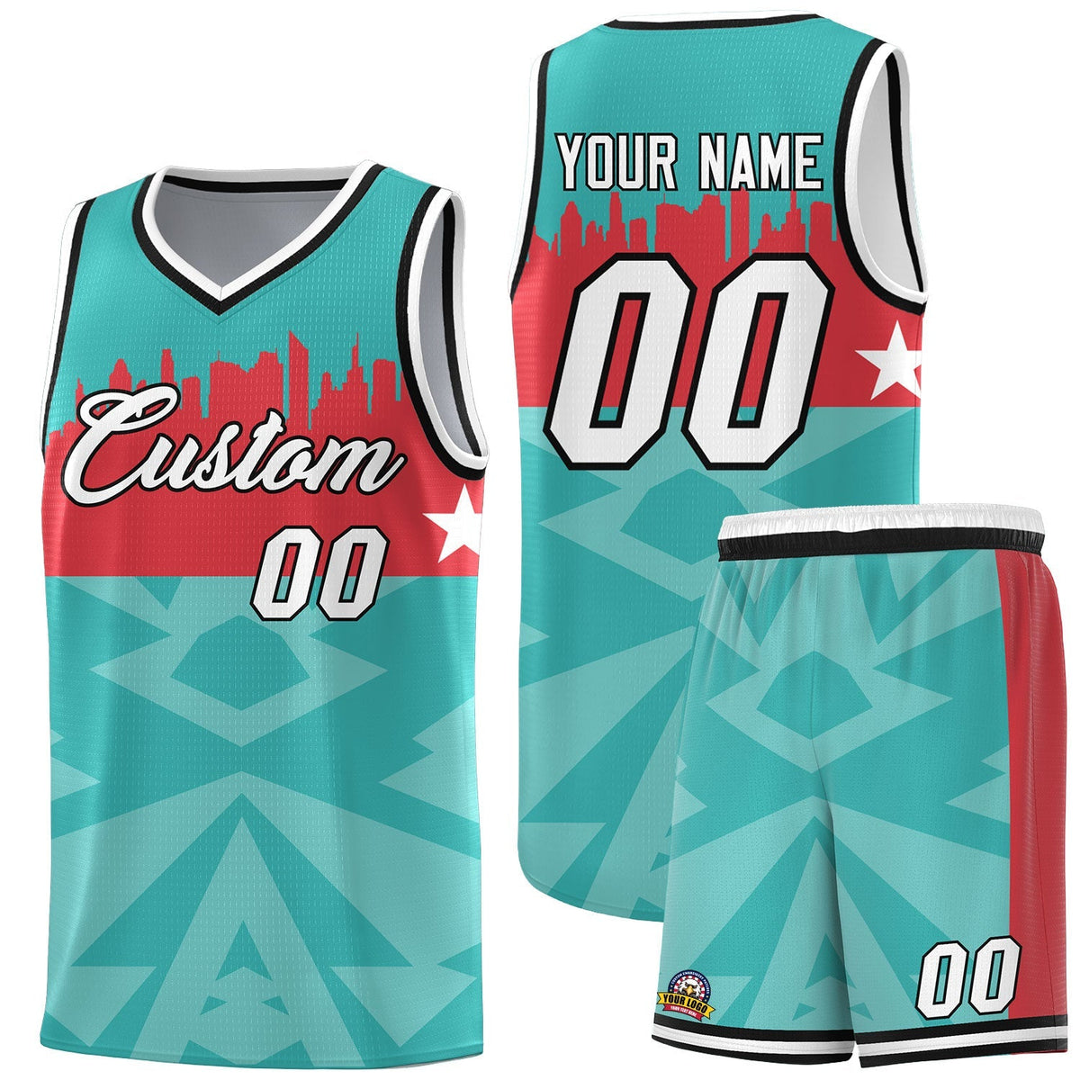 Custom Bright Green Personalized City Silhouette Pattern Sports Uniform Basketball Jersey|KXKSHOP