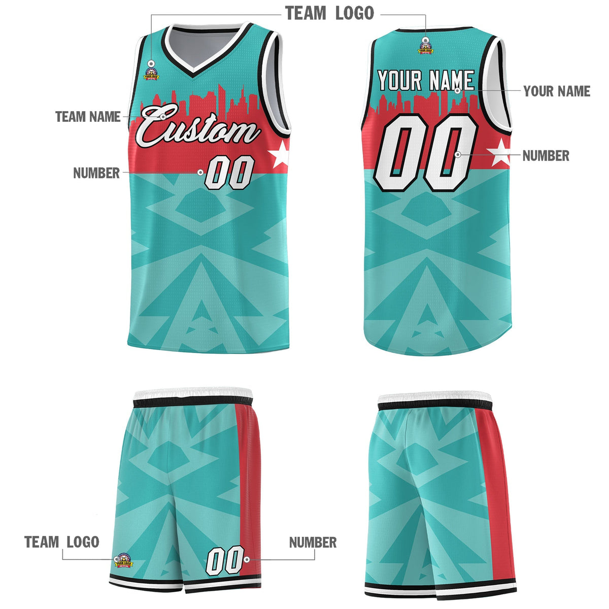 Custom Bright Green Personalized City Silhouette Pattern Sports Uniform Basketball Jersey|KXKSHOP