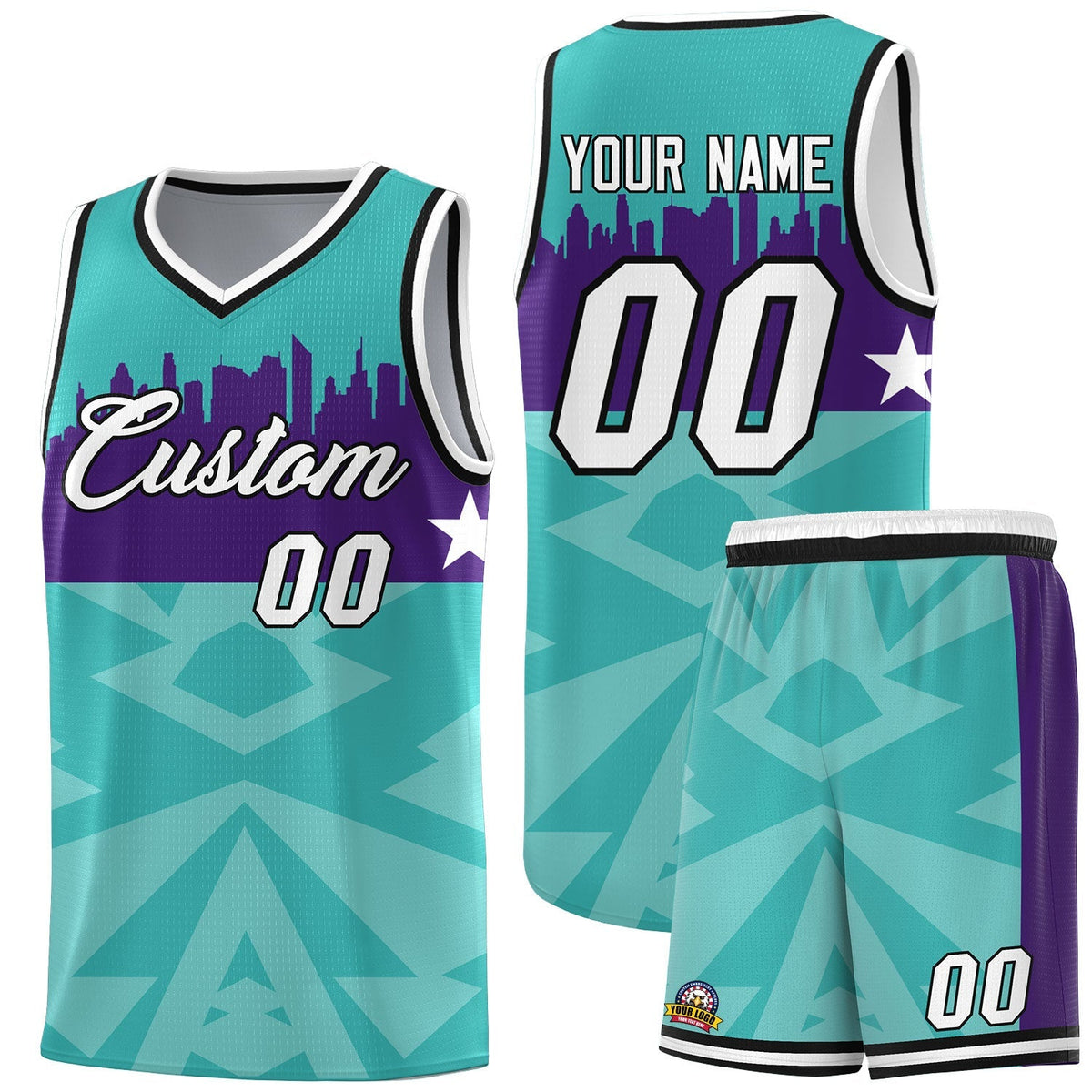 Custom Bright Green Personalized City Silhouette Pattern Sports Uniform Basketball Jersey|KXKSHOP