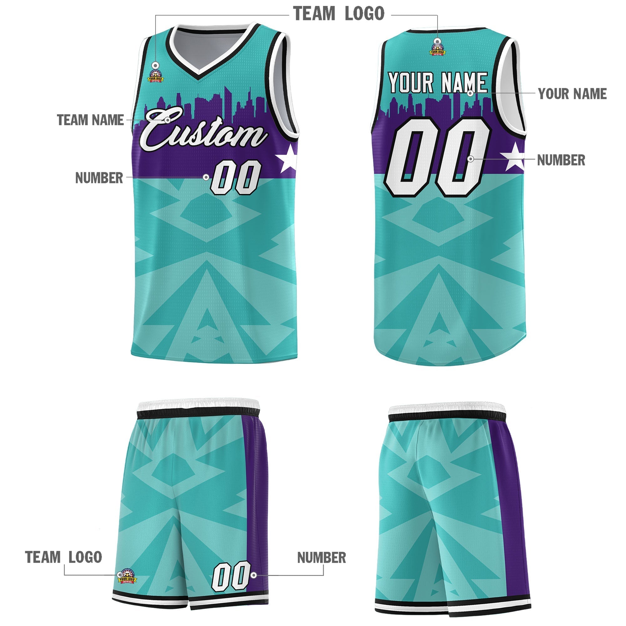 Custom Bright Green Personalized City Silhouette Pattern Sports Uniform Basketball Jersey|KXKSHOP