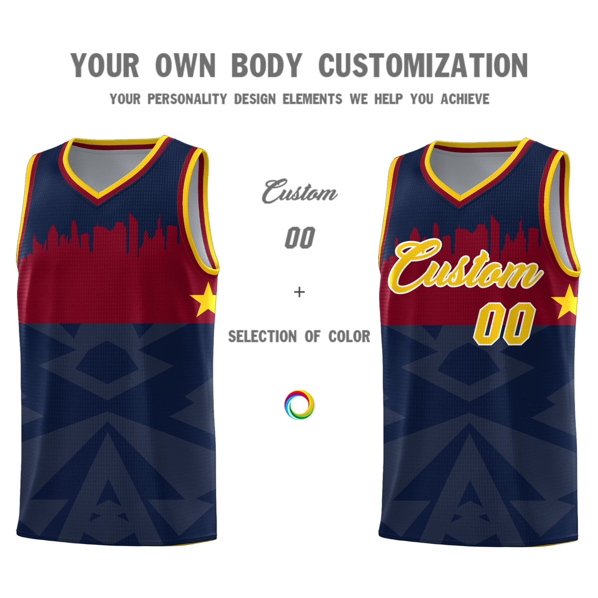 Custom Navy Personalized City Silhouette Pattern Sports Uniform Basketball Jersey|KXKSHOP
