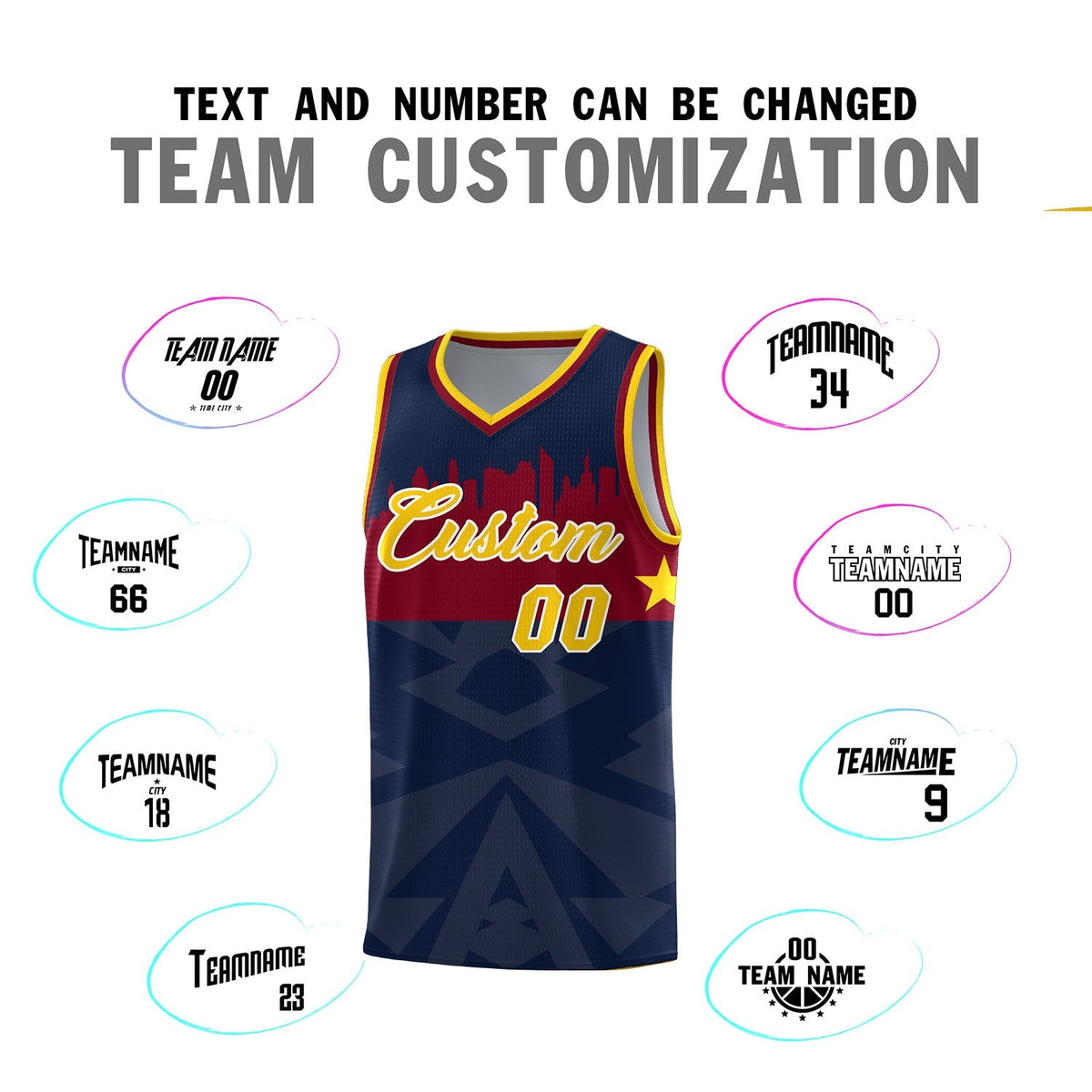 Custom Navy Personalized City Silhouette Pattern Sports Uniform Basketball Jersey|KXKSHOP
