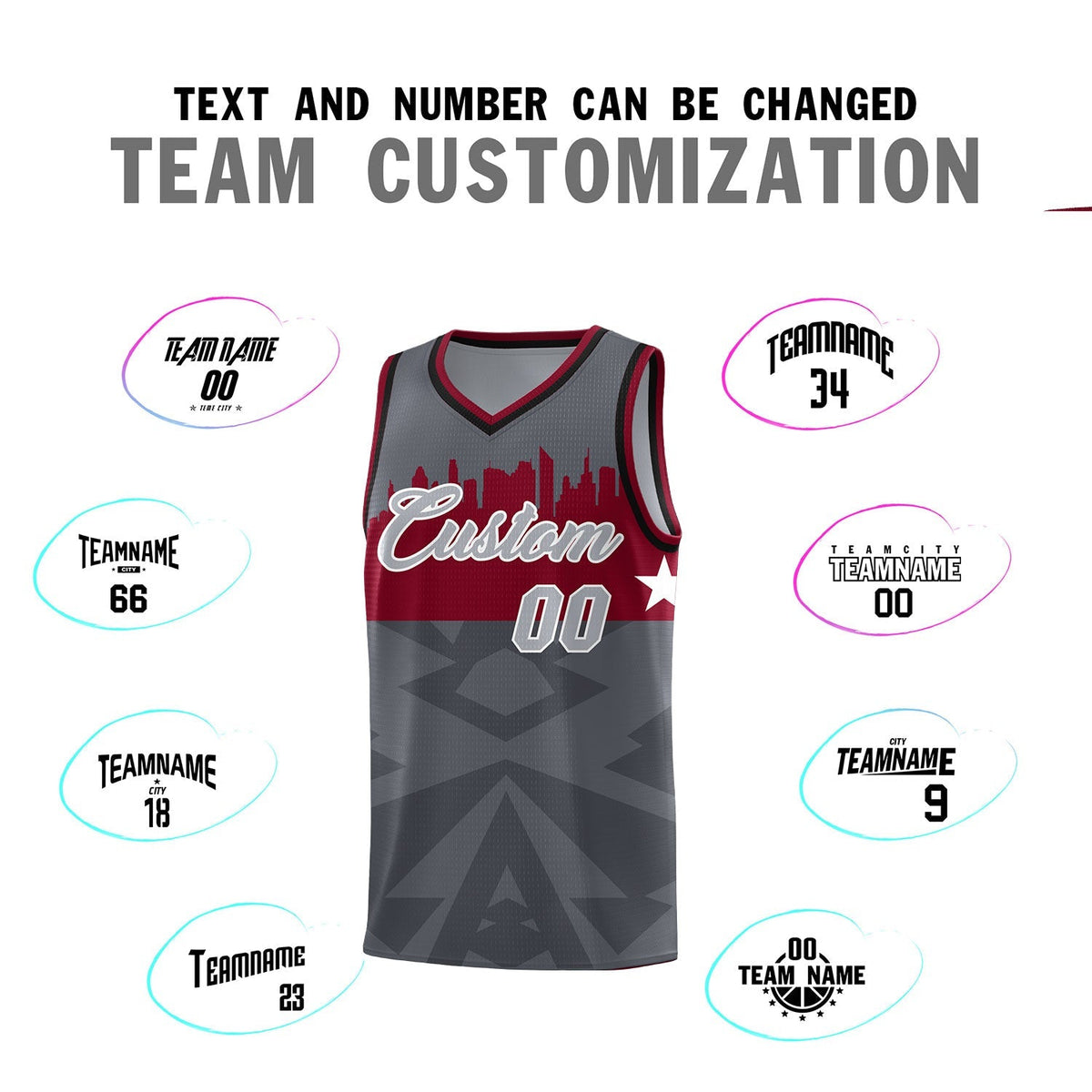 Custom Dark Gray Personalized City Silhouette Pattern Sports Uniform Basketball Jersey|KXKSHOP