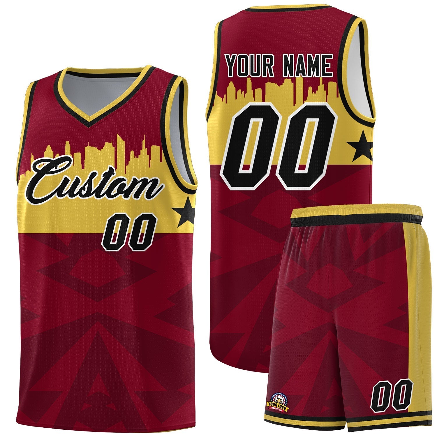 Custom Crimson Personalized City Silhouette Pattern Sports Uniform Basketball Jersey|KXKSHOP