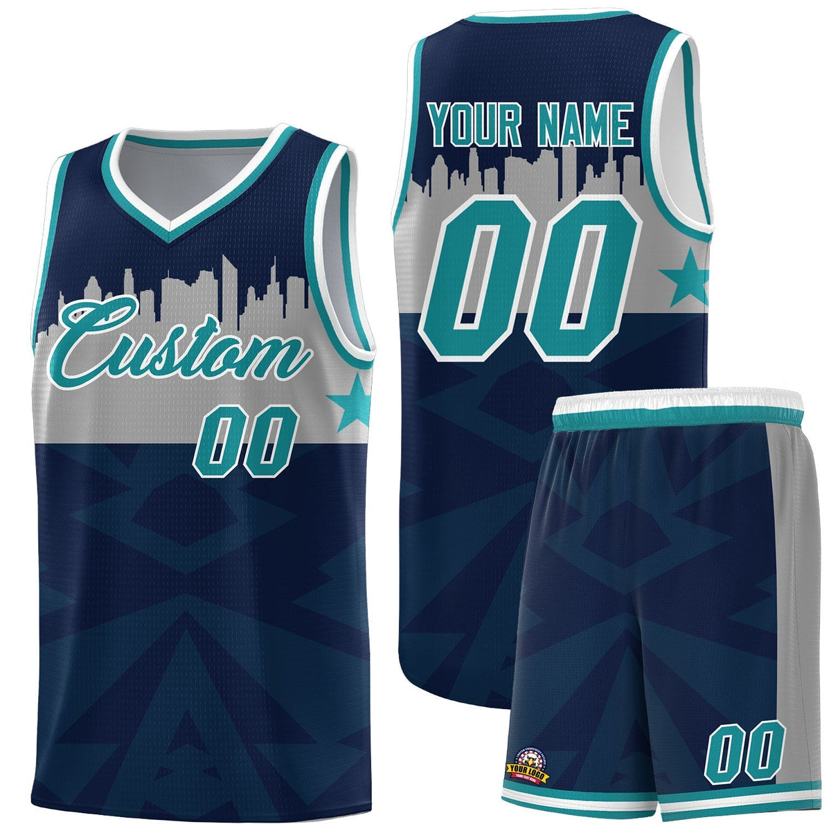 Custom Navy Personalized City Silhouette Pattern Sports Uniform Basketball Jersey|KXKSHOP
