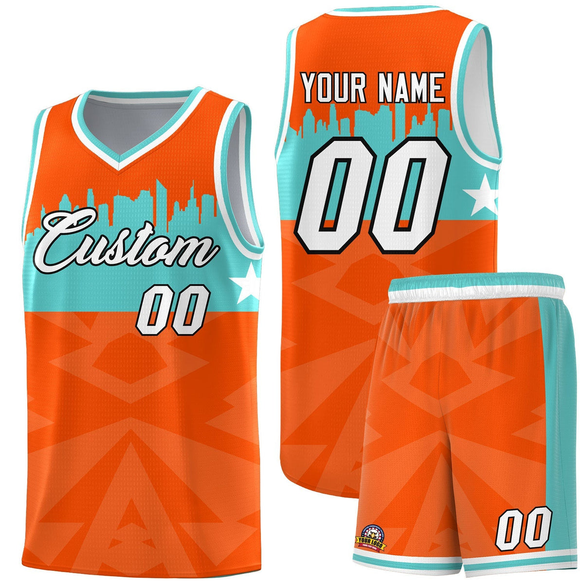 Custom Orange Personalized City Silhouette Pattern Sports Uniform Basketball Jersey|KXKSHOP
