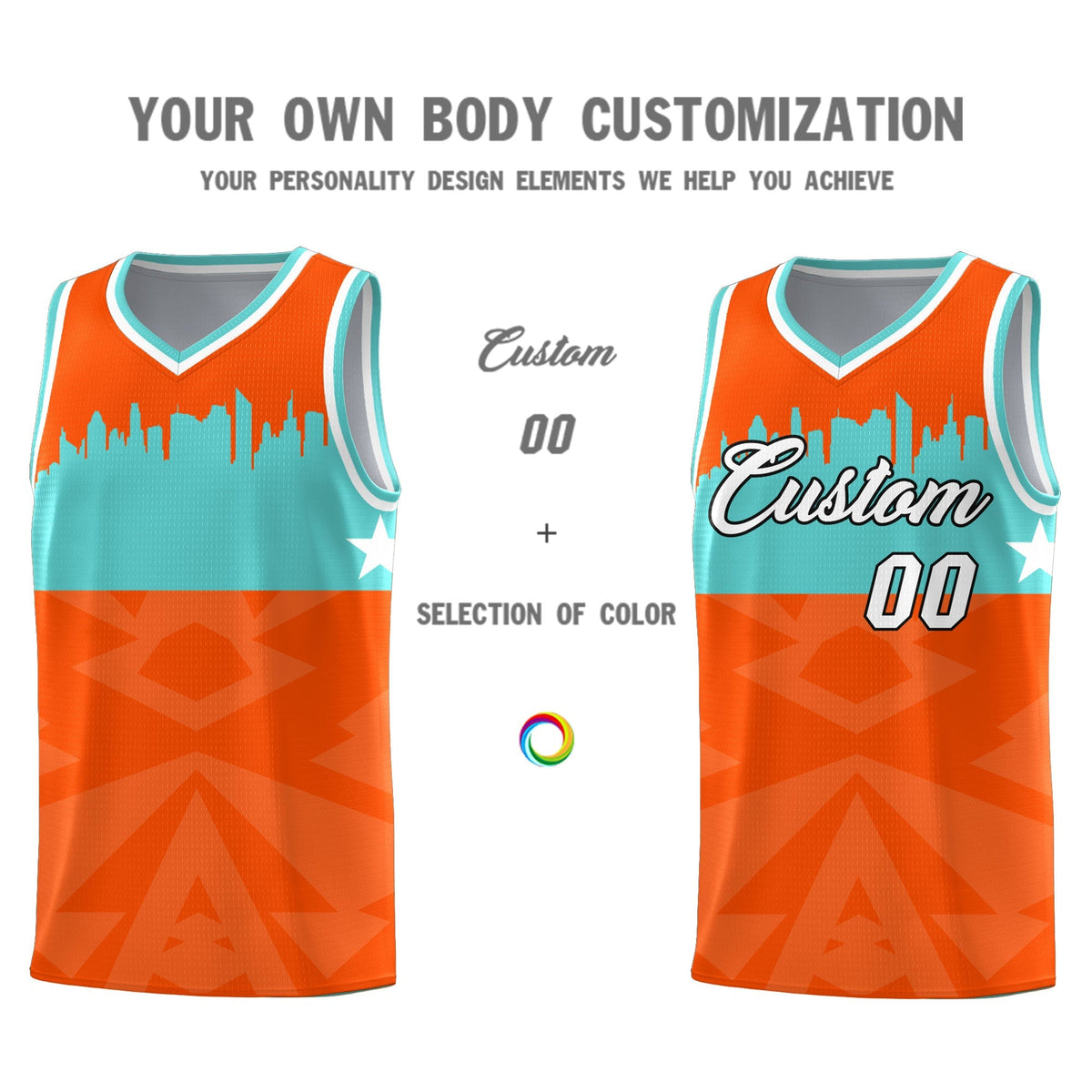 Custom Orange Personalized City Silhouette Pattern Sports Uniform Basketball Jersey|KXKSHOP