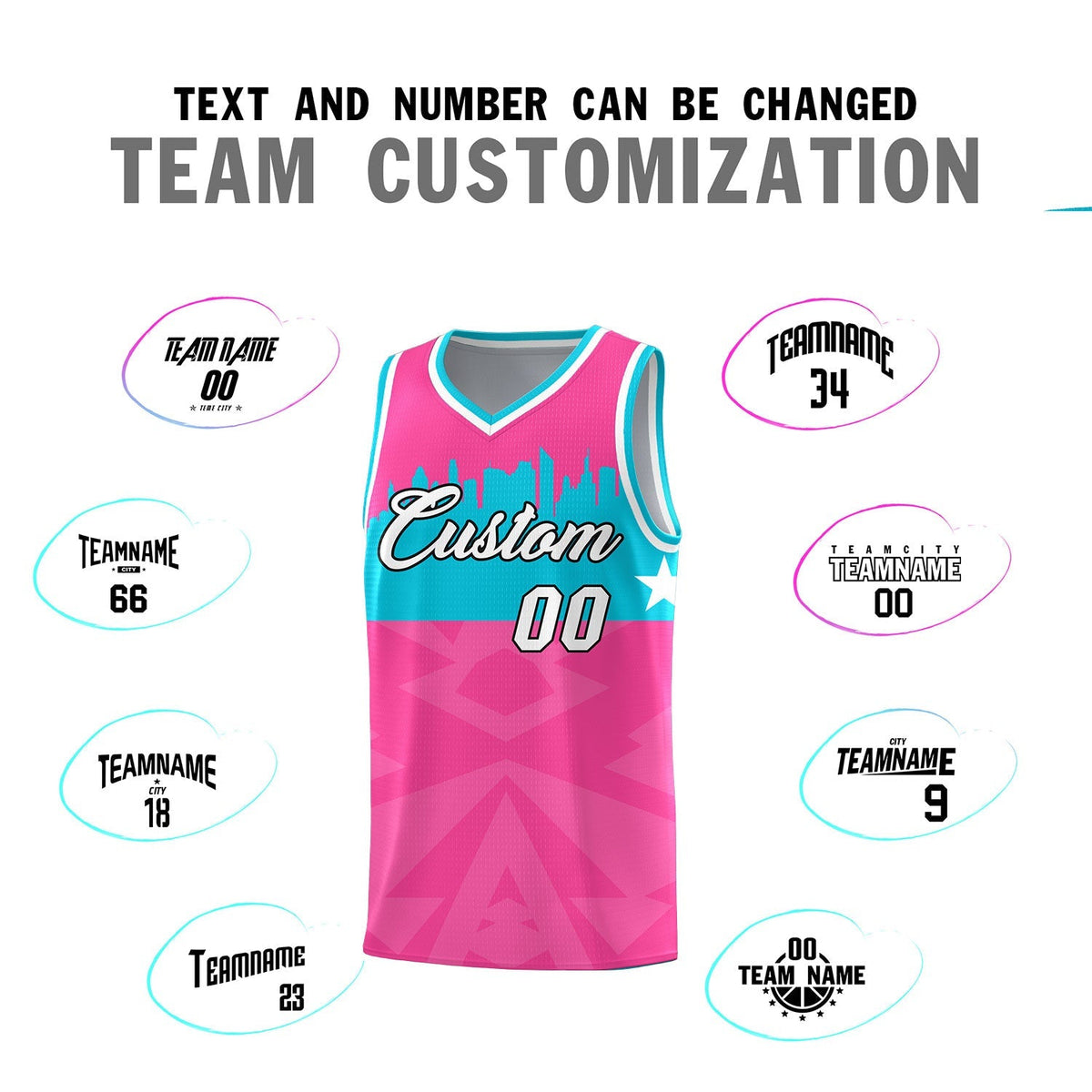 Custom Pink Personalized City Silhouette Pattern Sports Uniform Basketball Jersey|KXKSHOP