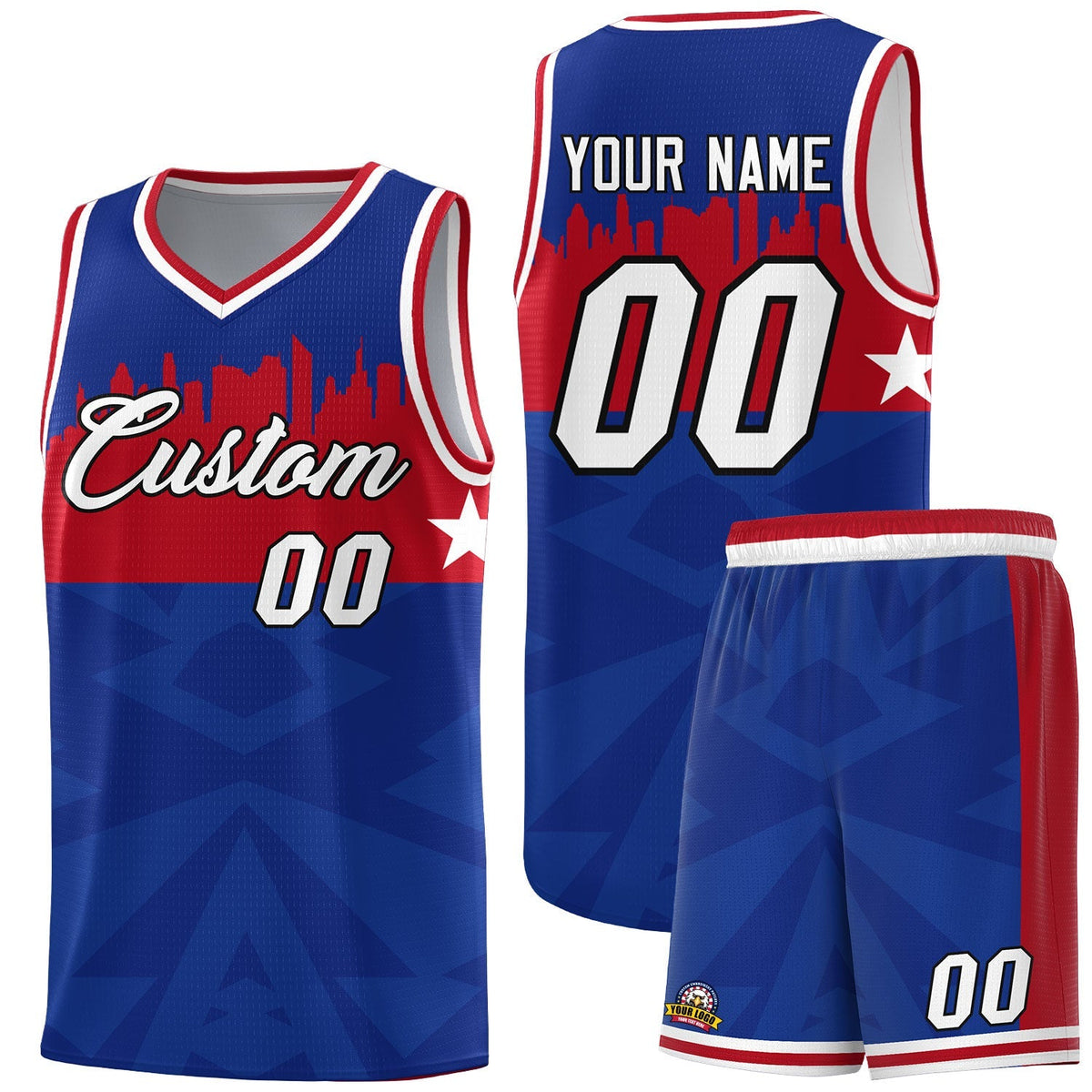 Custom Royal Personalized City Silhouette Pattern Sports Uniform Basketball Jersey|KXKSHOP