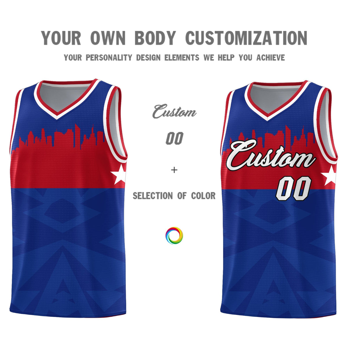 Custom Royal Personalized City Silhouette Pattern Sports Uniform Basketball Jersey|KXKSHOP