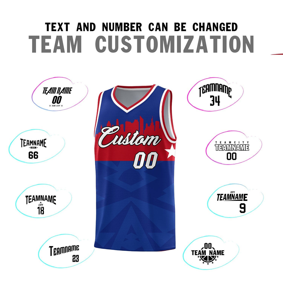 Custom Royal Personalized City Silhouette Pattern Sports Uniform Basketball Jersey|KXKSHOP