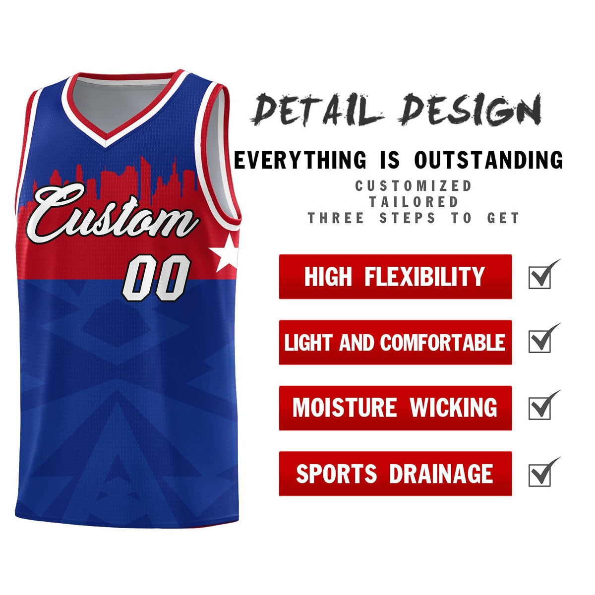 Custom Royal Personalized City Silhouette Pattern Sports Uniform Basketball Jersey|KXKSHOP