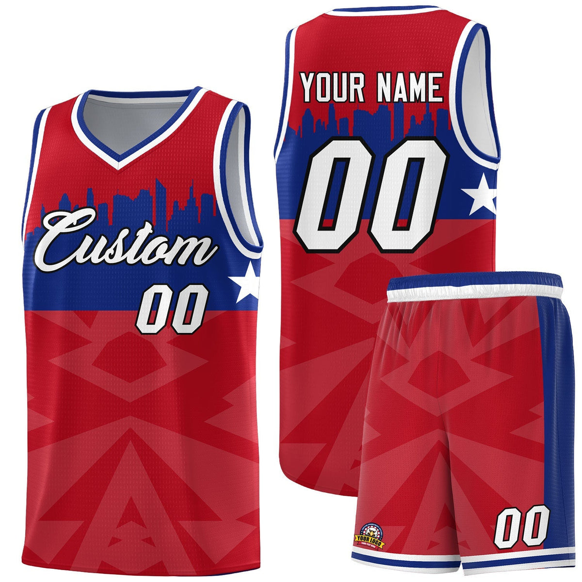 Custom Red Personalized City Silhouette Pattern Sports Uniform Basketball Jersey|KXKSHOP