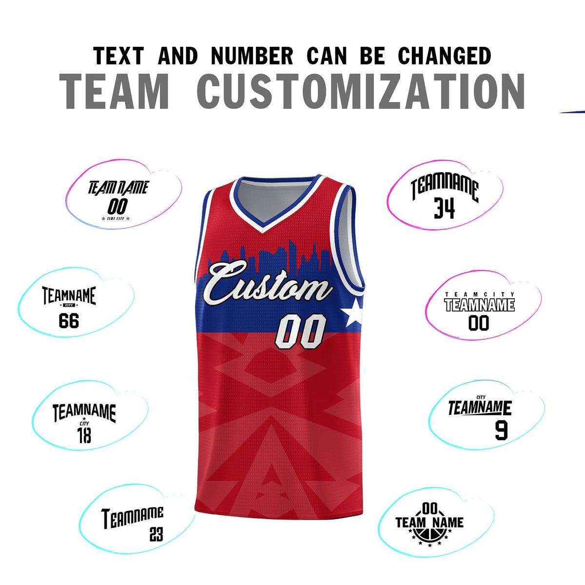 Custom Red Personalized City Silhouette Pattern Sports Uniform Basketball Jersey|KXKSHOP