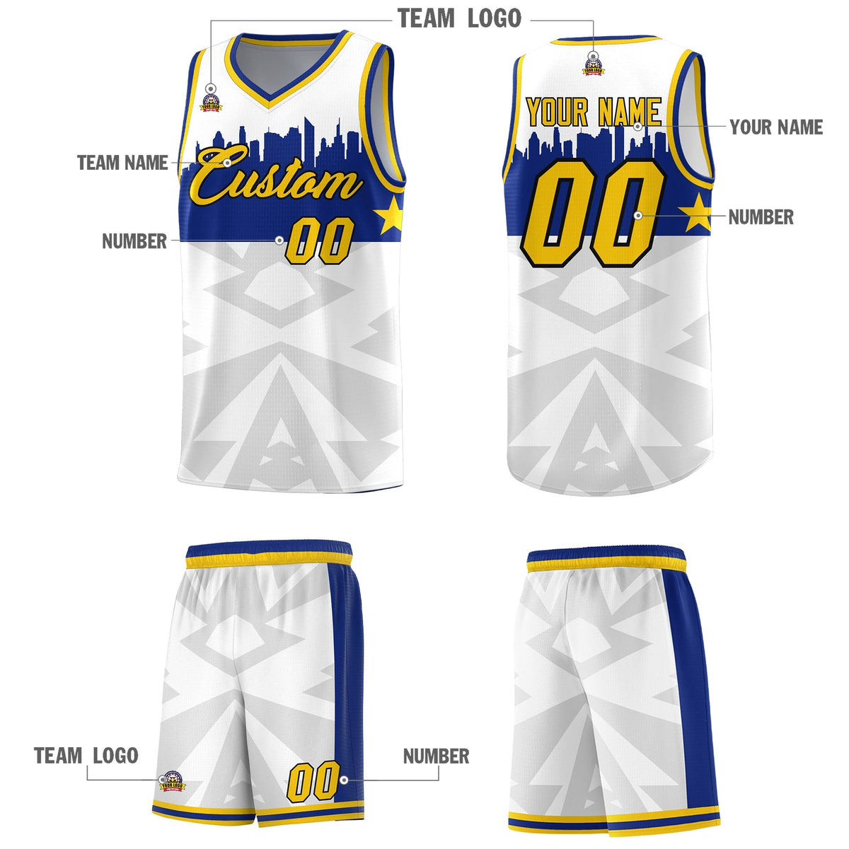 Custom White Personalized City Silhouette Pattern Sports Uniform Basketball Jersey|KXKSHOP