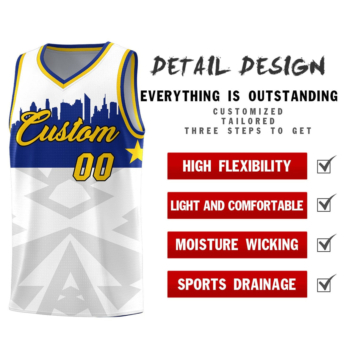 Custom White Personalized City Silhouette Pattern Sports Uniform Basketball Jersey|KXKSHOP