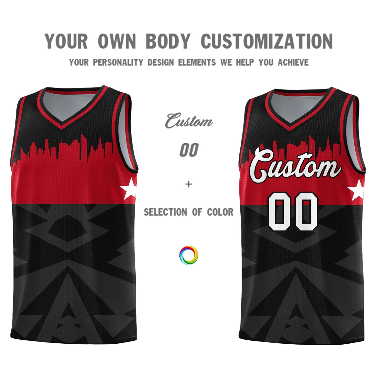 Custom Black Personalized City Silhouette Pattern Sports Uniform Basketball Jersey|KXKSHOP