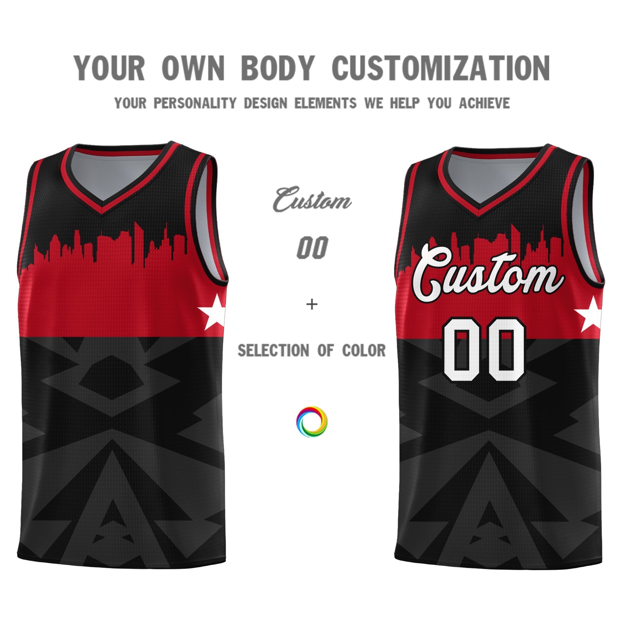 Custom Black Personalized City Silhouette Pattern Sports Uniform Basketball Jersey|KXKSHOP