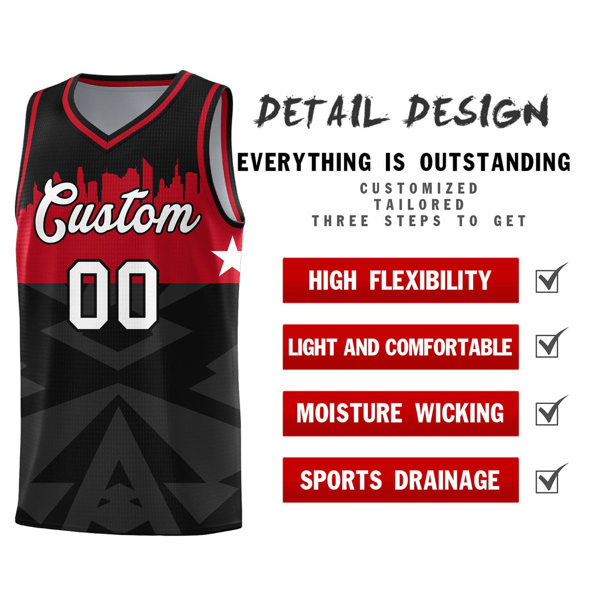 Custom Black Personalized City Silhouette Pattern Sports Uniform Basketball Jersey|KXKSHOP