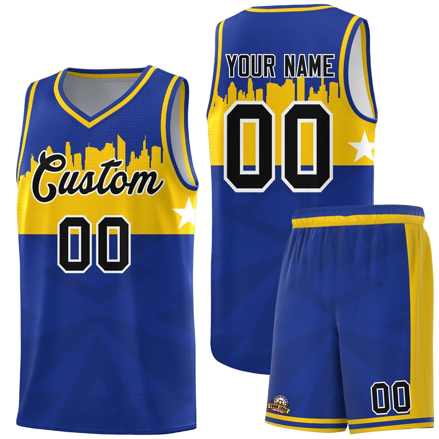 Custom Royal Personalized City Silhouette Pattern Sports Uniform Basketball Jersey|KXKSHOP