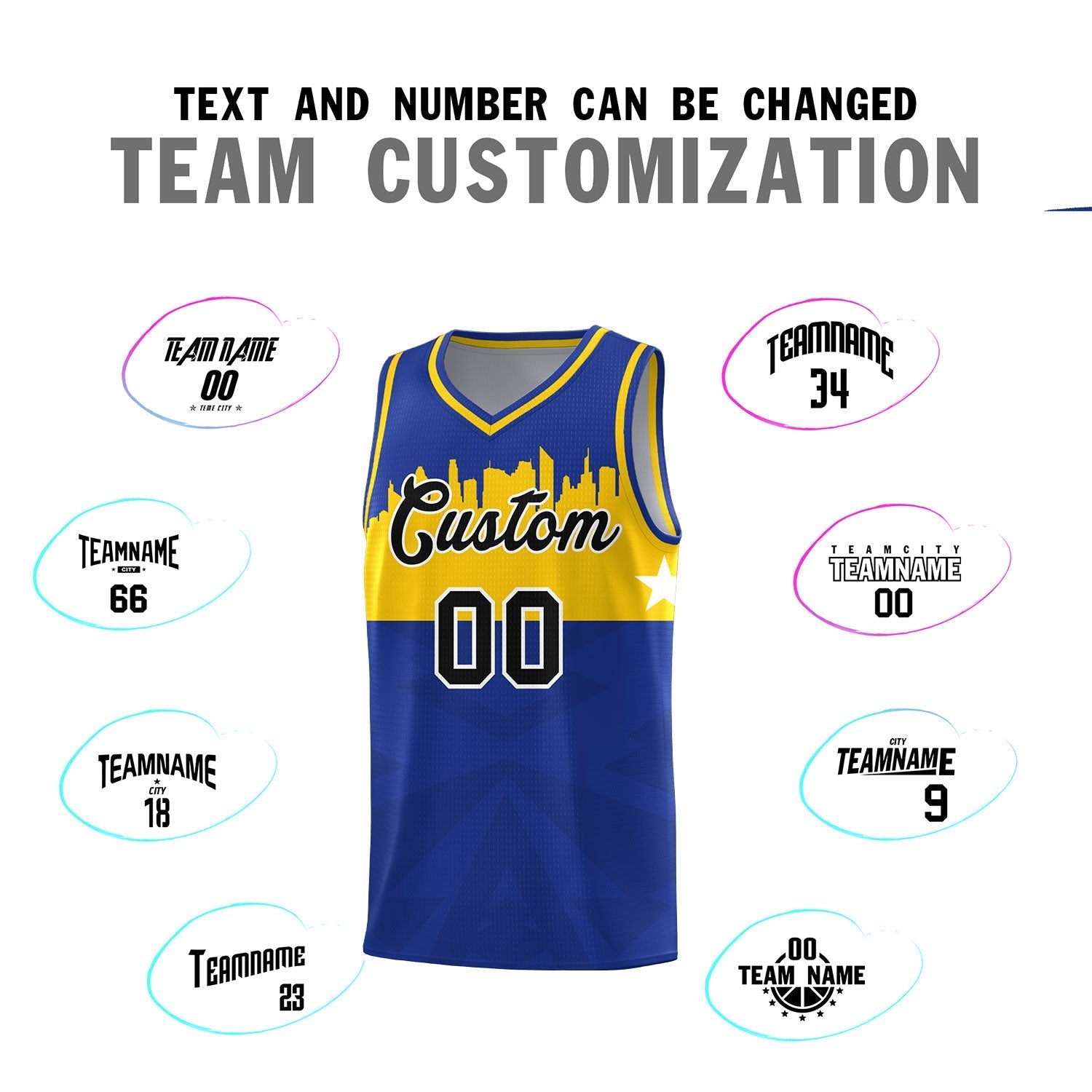 Custom Royal Personalized City Silhouette Pattern Sports Uniform Basketball Jersey|KXKSHOP