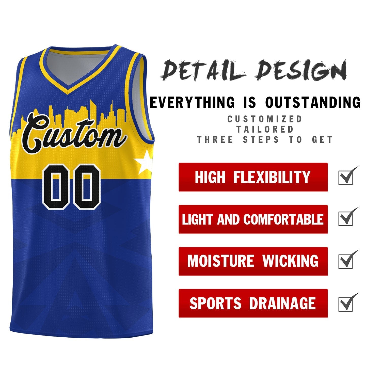 Custom Royal Personalized City Silhouette Pattern Sports Uniform Basketball Jersey|KXKSHOP
