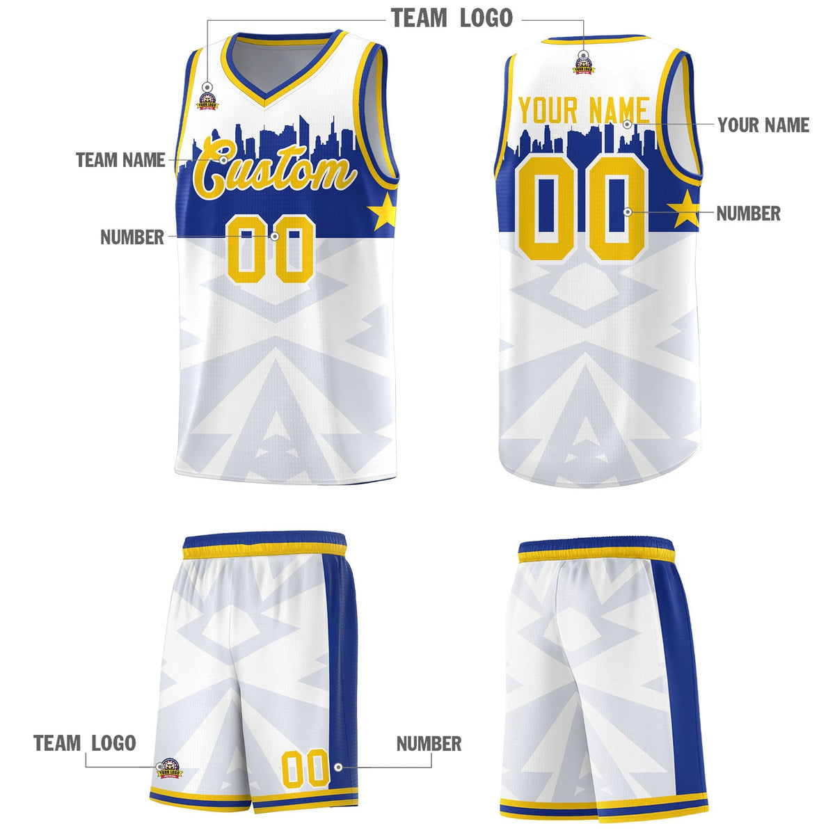 Custom White Personalized City Silhouette Pattern Sports Uniform Basketball Jersey|KXKSHOP