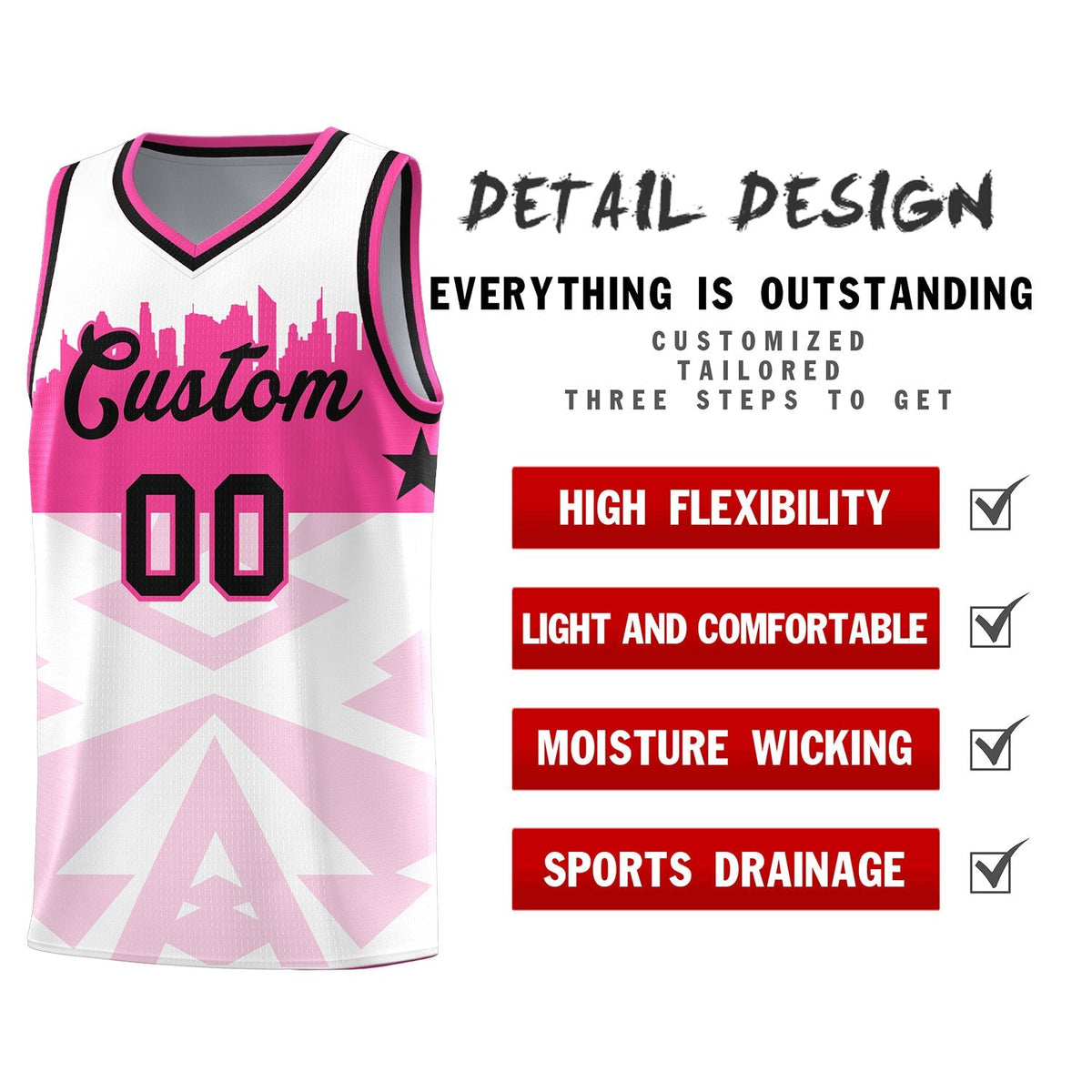 Custom White Personalized City Silhouette Pattern Sports Uniform Basketball Jersey|KXKSHOP