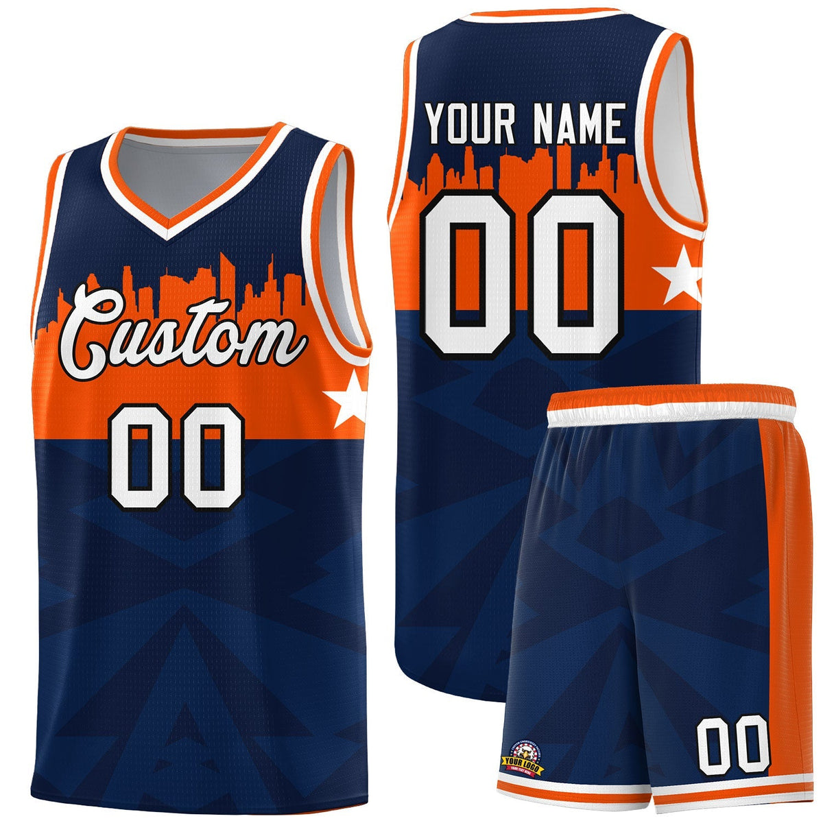 Custom Navy Personalized City Silhouette Pattern Sports Uniform Basketball Jersey|KXKSHOP