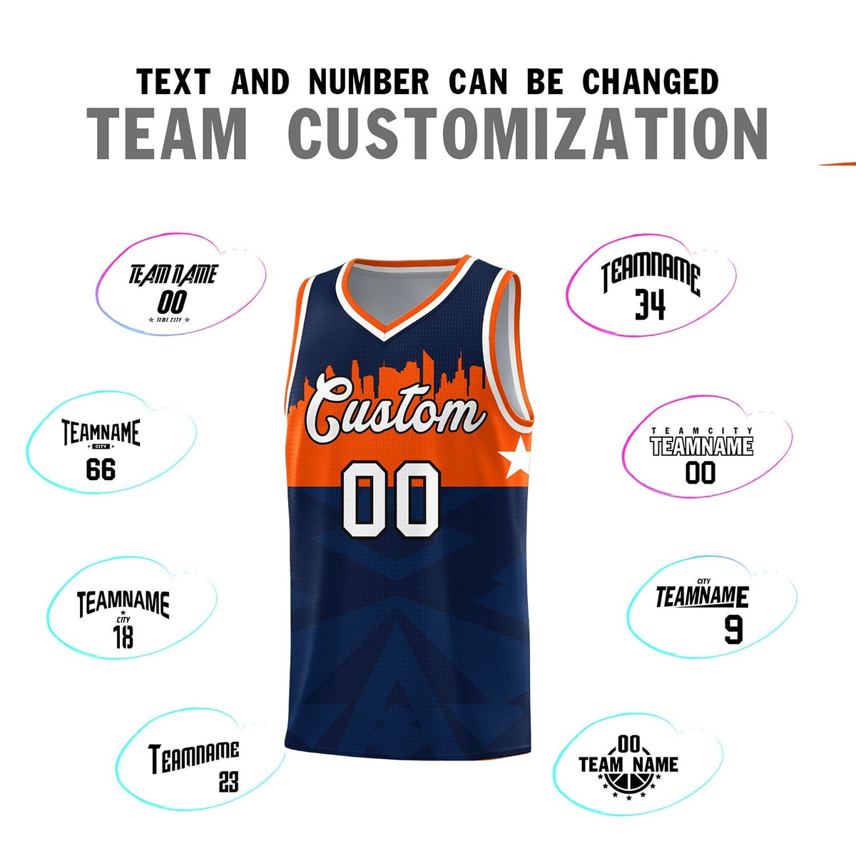 Custom Navy Personalized City Silhouette Pattern Sports Uniform Basketball Jersey|KXKSHOP