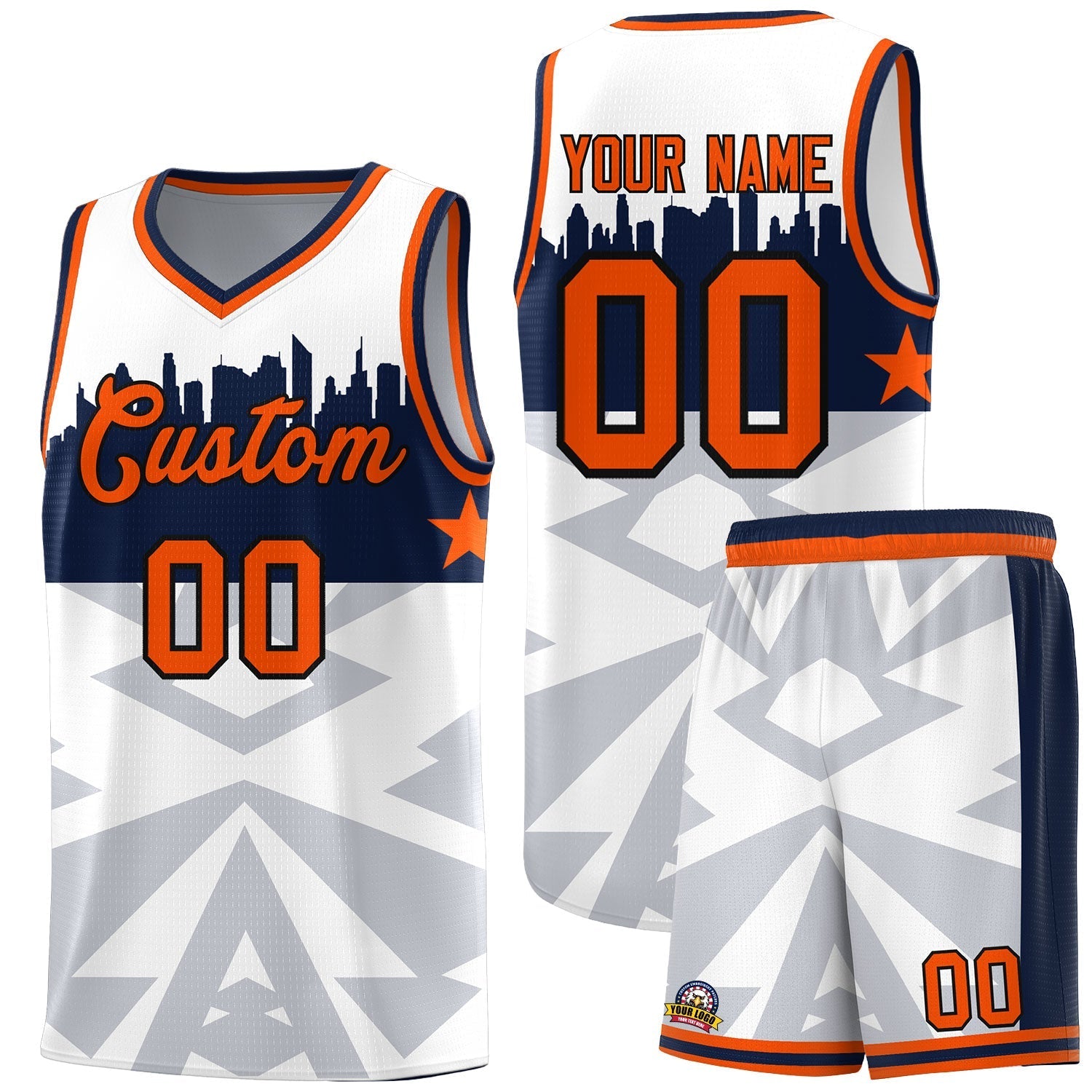 Custom White Personalized City Silhouette Pattern Sports Uniform Basketball Jersey|KXKSHOP