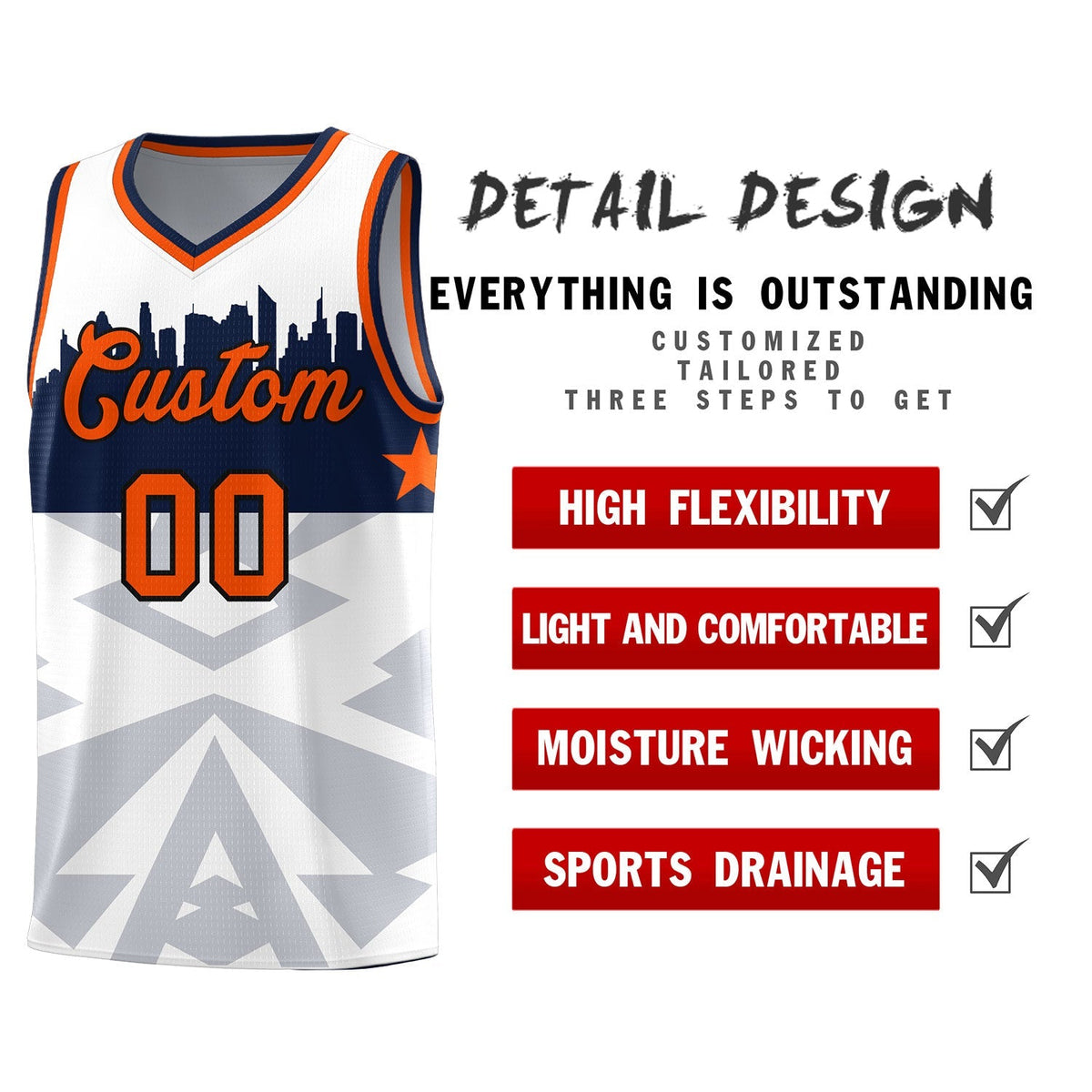 Custom White Personalized City Silhouette Pattern Sports Uniform Basketball Jersey|KXKSHOP
