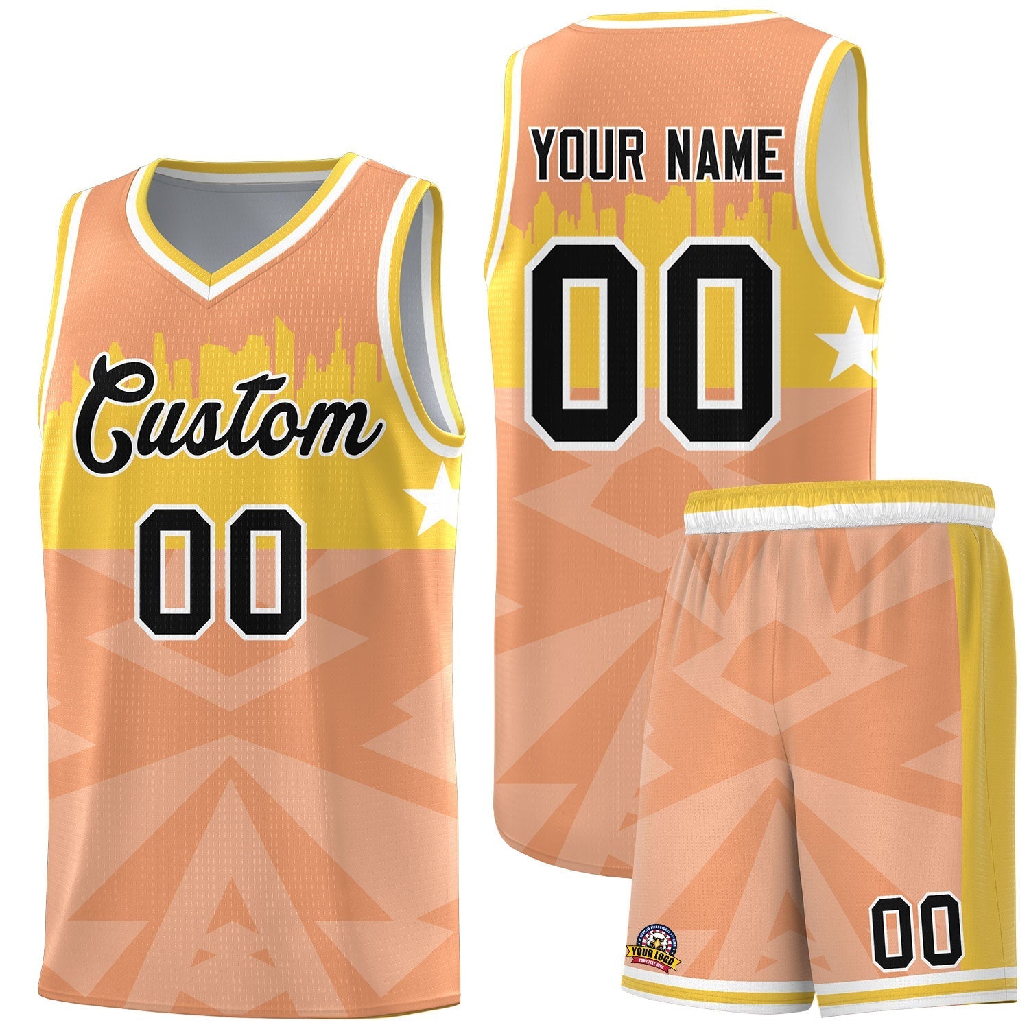 Custom Orange Personalized City Silhouette Pattern Sports Uniform Basketball Jersey|KXKSHOP