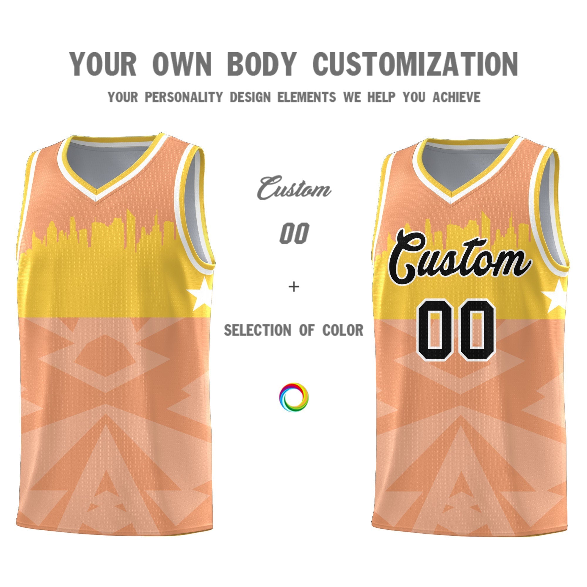 Custom Orange Personalized City Silhouette Pattern Sports Uniform Basketball Jersey|KXKSHOP