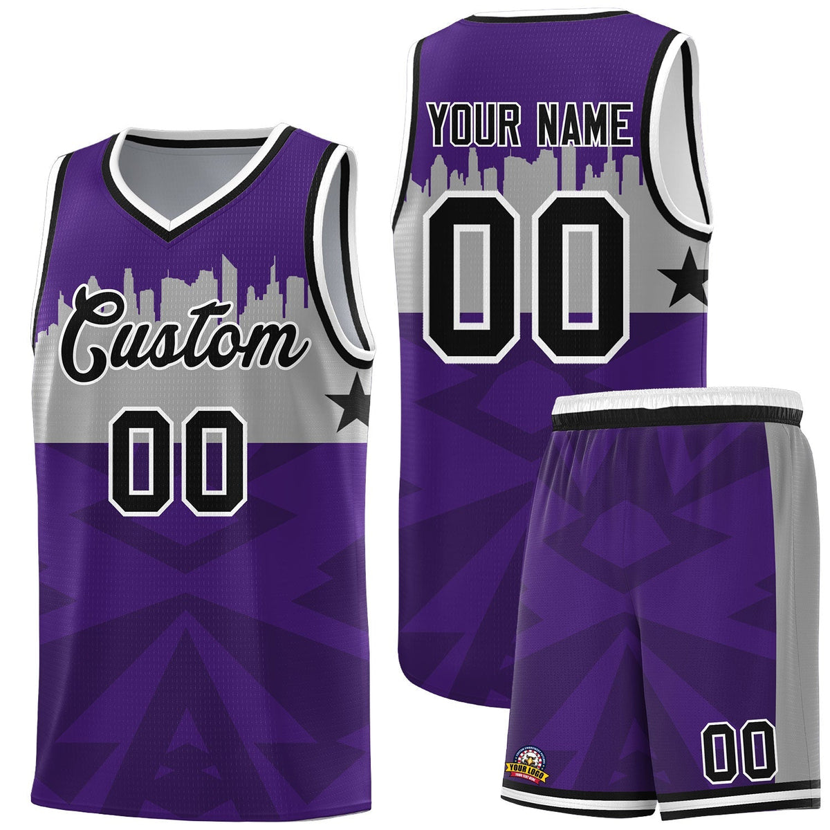 Custom Purple Personalized City Silhouette Pattern Sports Uniform Basketball Jersey|KXKSHOP