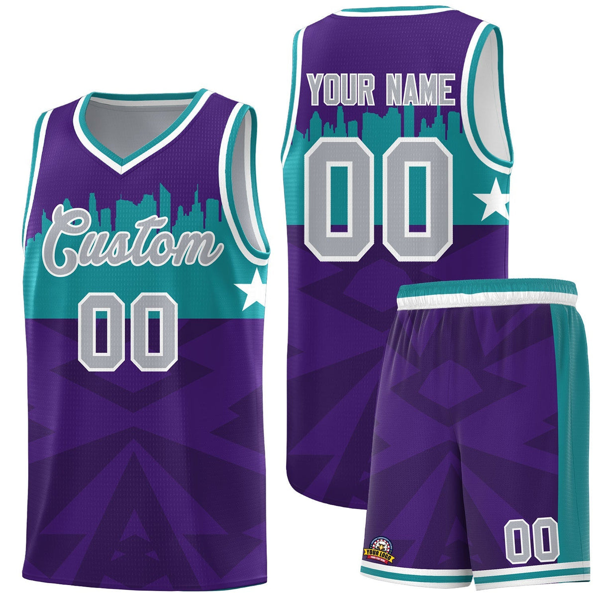 Custom Purple Personalized City Silhouette Pattern Sports Uniform Basketball Jersey|KXKSHOP