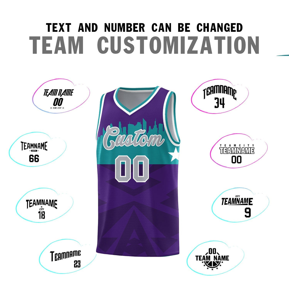 Custom Purple Personalized City Silhouette Pattern Sports Uniform Basketball Jersey|KXKSHOP