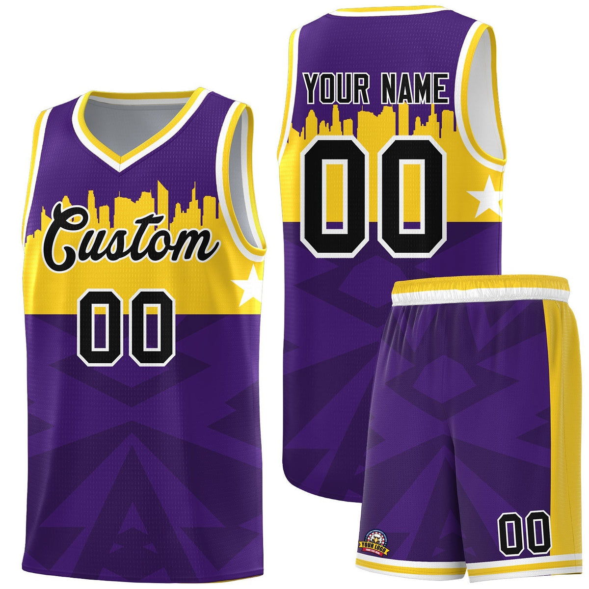 Custom Purple Personalized City Silhouette Pattern Sports Uniform Basketball Jersey|KXKSHOP