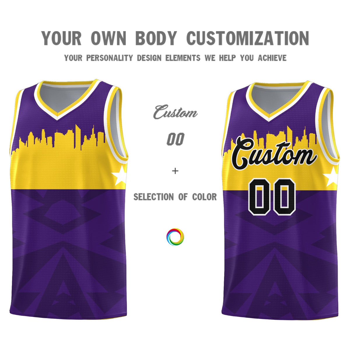 Custom Purple Personalized City Silhouette Pattern Sports Uniform Basketball Jersey|KXKSHOP