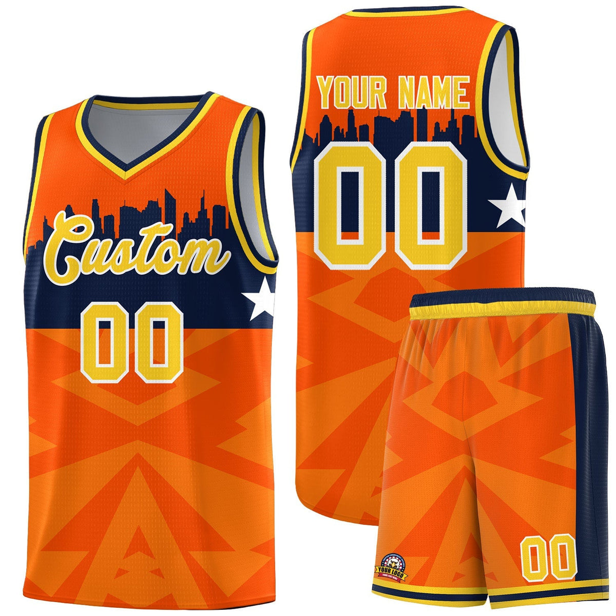 Custom Orange Personalized City Silhouette Pattern Sports Uniform Basketball Jersey|KXKSHOP