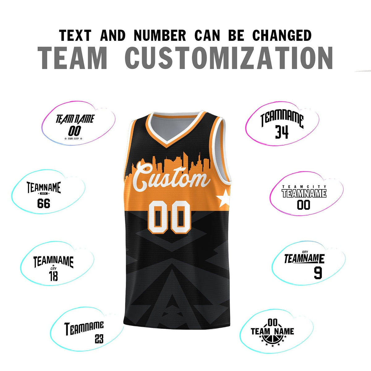 Custom Black Personalized City Silhouette Pattern Sports Uniform Basketball Jersey|KXKSHOP