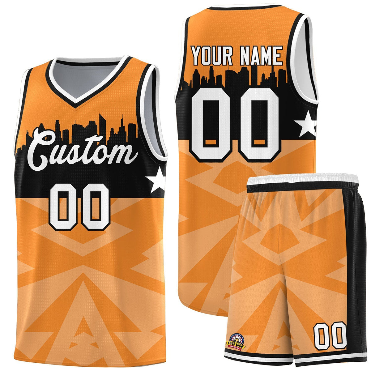 Custom Orange Personalized City Silhouette Pattern Sports Uniform Basketball Jersey|KXKSHOP