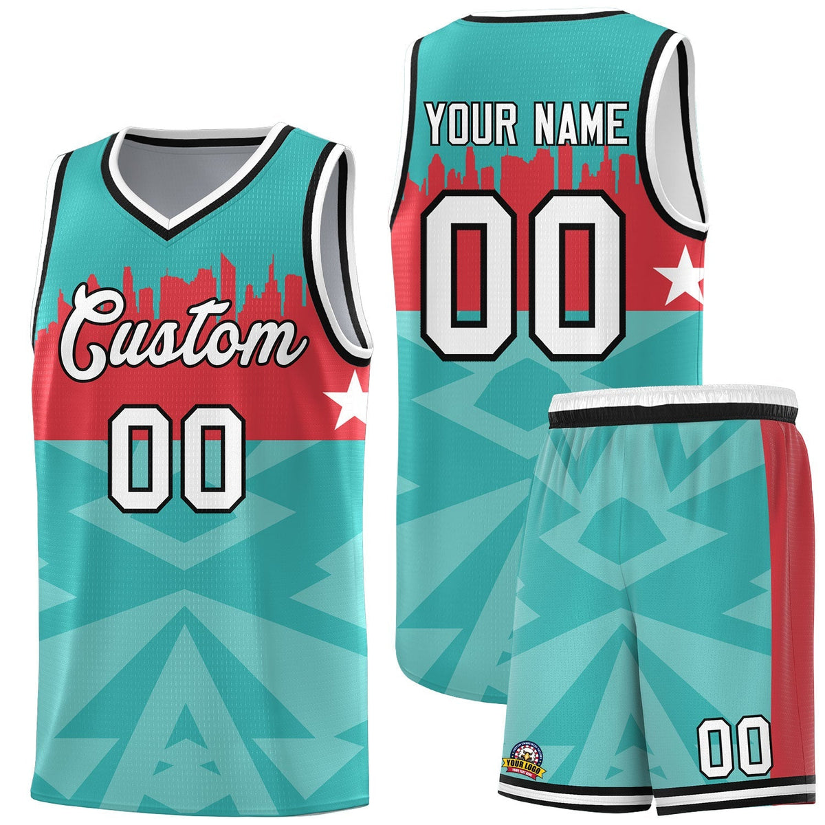 Custom Bright Green Personalized City Silhouette Pattern Sports Uniform Basketball Jersey|KXKSHOP