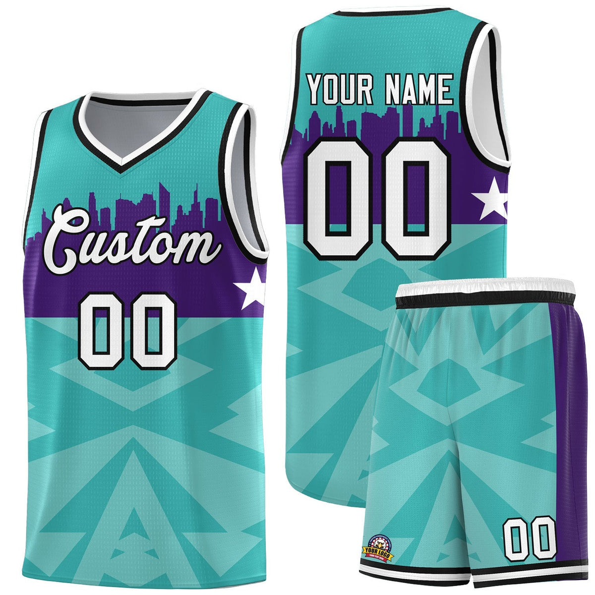 Custom Bright Green Personalized City Silhouette Pattern Sports Uniform Basketball Jersey|KXKSHOP