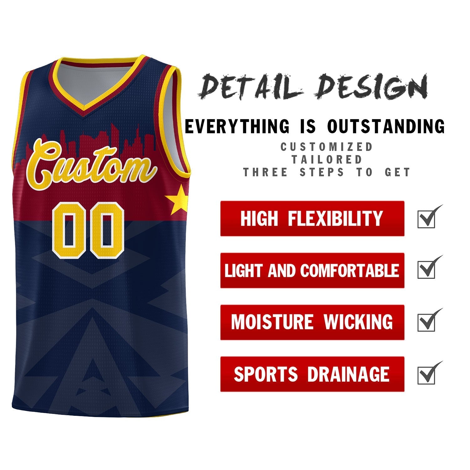 Custom Navy Personalized City Silhouette Pattern Sports Uniform Basketball Jersey|KXKSHOP