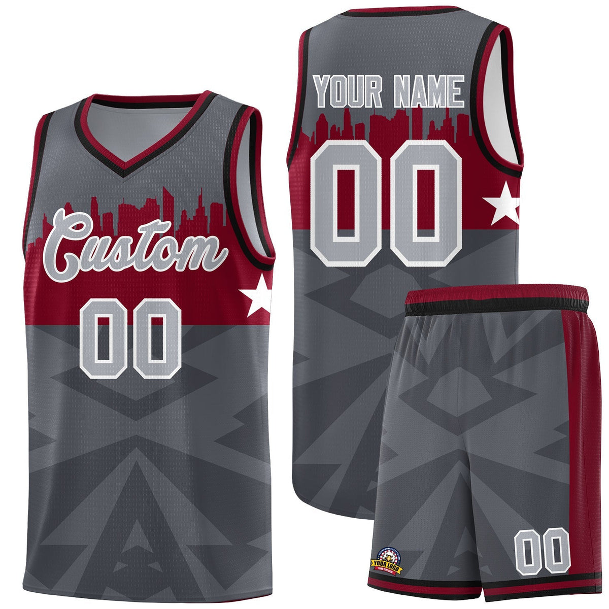 Custom Dark Gray Personalized City Silhouette Pattern Sports Uniform Basketball Jersey|KXKSHOP